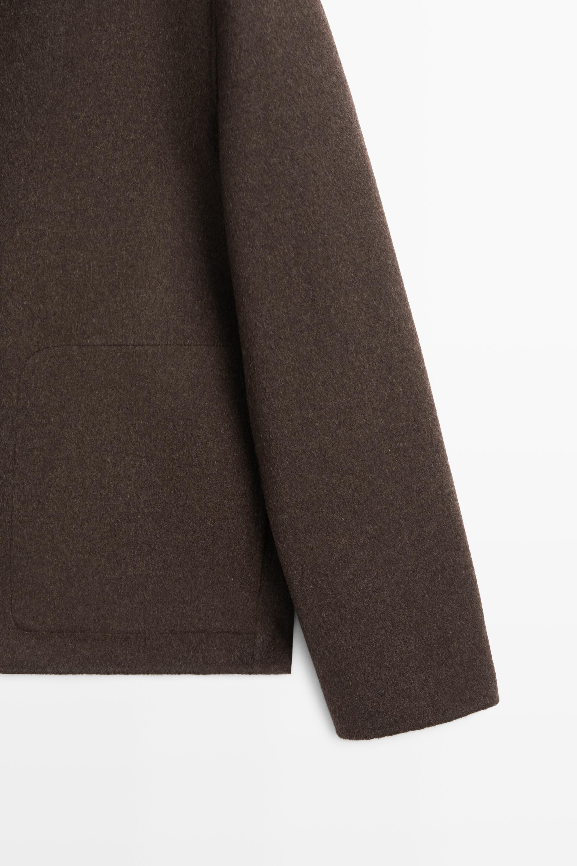 Wool blend double-fabric jacket with high neck